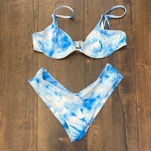 Billabong Blue and White Bikini Set